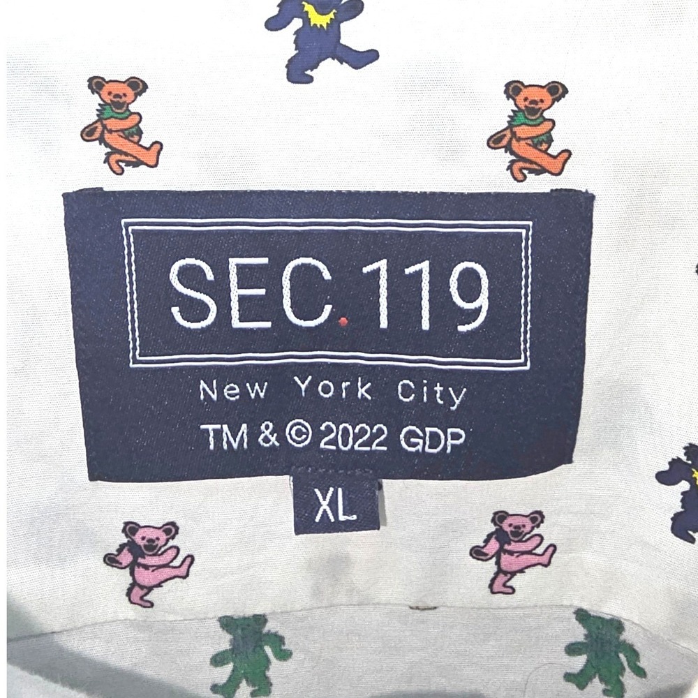 SEC 119 Grateful Dead Dancing Bears Shirt Mens XL White Short Sleeve Button Down - Picture 6 of 11